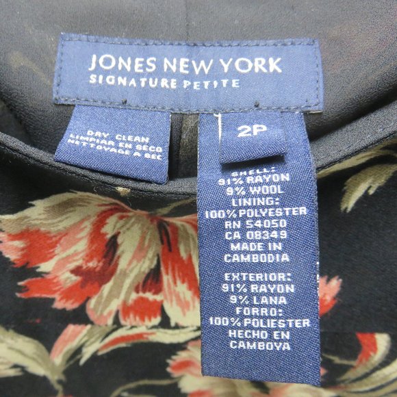 Jones NY Black with Floral Print Fully Lined Long Skirt - Picture 6 of 9